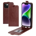 iPhone 15 Plus Vertikale Flip Case - Braun