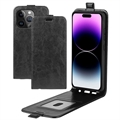 iPhone 15 Pro Vertikale Flip Case mit Kartensteckplatz - Schwarz