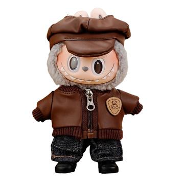 Vintage Aviator Style Outfit Set für Labubu Puppe 17cm - 5tlg. - Kaffee