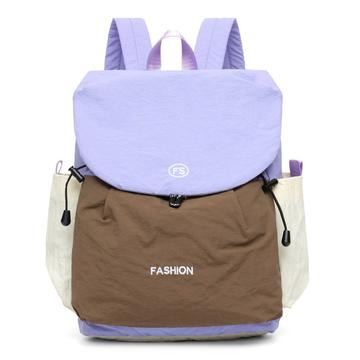 Vintage Farbe Block Großraum-Leinwand-Rucksack - lila / Khaki