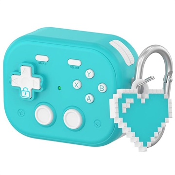 AirPods Pro 3 Vintage Spielkonsole Stil Kunststoff Hülle mit Herz-Anhänger - blau