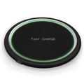 W53 Qi Wireless Charger Pad Ultradünne Runde Schnellladestation für iPhone 12 11 XR Apple Watch - Schwarz