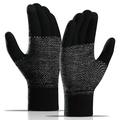 WM 1 Paar Unisex gestrickte warme Handschuhe Touchscreen dehnbare Fäustlinge mit Strickfutter Handschuhe - Schwarz