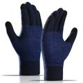 WM 1 Paar Unisex gestrickte warme Handschuhe Touchscreen dehnbare Fäustlinge mit Strickfutter Handschuhe - Marineblau