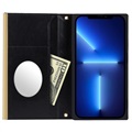 iPhone 13 Wallet Hülle mit Schminkspiegel - Schwarz