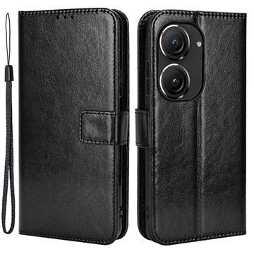 Asus Zenfone 9 Wallet Schutzhülle mit Ständer - Schwarz