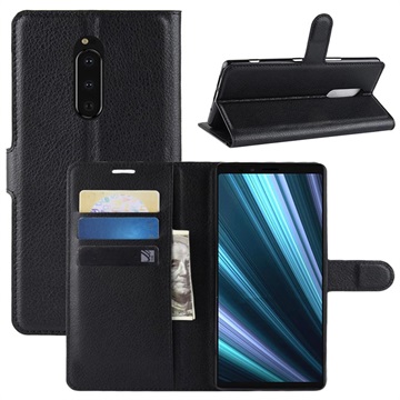 Sony Xperia 1 Wallet Hülle mit Stand-Funktion - Schwarz