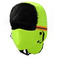 Warme Wintermütze mit Reflektorstreifen und Gesichtsmaske - Grün