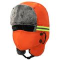Warme Wintermütze mit Reflektorstreifen und Gesichtsmaske - Orange