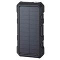 Wasserbeständige Solar Powerbank/Qi Ladegerät - 20000mAh - Schwarz