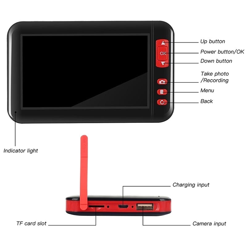 Endoskop mit 4.3'' LCD Anzeige 1080P Inspektionkamera 8mm USB KFZ Endoscope DE 