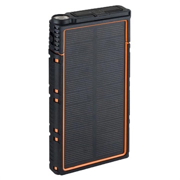 Wasserdichte Solar Powerbank mit Dual-USB - 10000mAh - Orange / Schwarz