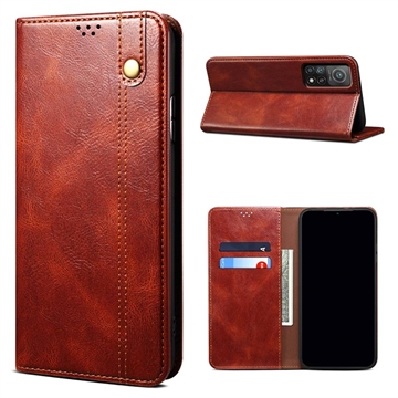 Xiaomi 11T/11T Pro Waxy Serie Wallet Hülle - Braun