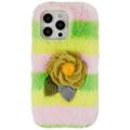 3D Plush Pelziger Winter iPhone 14 Pro TPU Hülle - Gelb Rosa