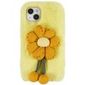 3D Plush Pelziger Winter iPhone 14 TPU Hülle - Gelb Blume