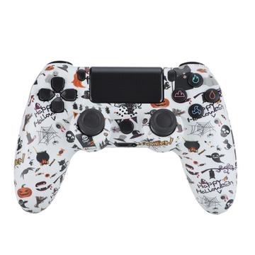 Wireless Gaming Controller Gamepad für PS4 Spiel Joystick mit Lautsprecher und Stereo-Headset-Buchse - Weißes Halloween