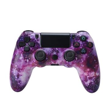 Wireless Gaming Controller Gamepad für PS4 Spiel Joystick mit Lautsprecher und Stereo-Headset-Buchse - lila Sternenhimmel