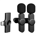 Drahtlose Lavalier / Clip-On Mikrofon für Smartphone - USB-C - Schwarz