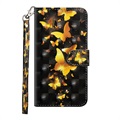 Wonder Series Samsung Galaxy A21s Schutzhülle mit Geldbörse - Gold Schmetterling