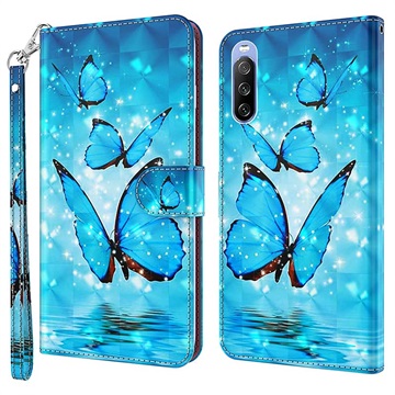 Wonder Serie Sony Xperia 10 III, Xperia 10 III Lite Wallet Hülle - Blau Schmetterling