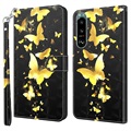 Wonder Series Sony Xperia 5 III Wallet Hülle - Gold Schmetterling
