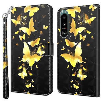 Wonder Series Sony Xperia 5 III Wallet Hülle - Gold Schmetterling