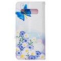 Wonder Series Samsung Galaxy S10 Wallet Hülle - Blau Schmetterling