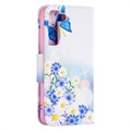 Wonder Serie Samsung Galaxy S22 5G Wallet Hülle - Blau Schmetterling