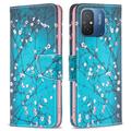 Xiaomi Redmi 12C, Poco C55 Wonder Series Wallet Hülle - Weiß Blumen