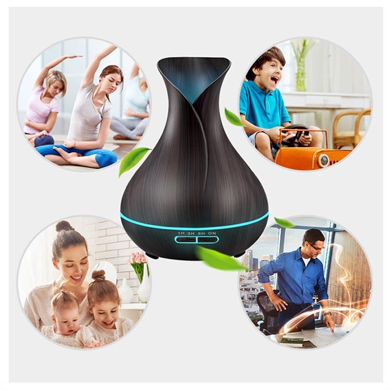 Luftbefeuchter mit Holzstruktur und Buntem LED-Licht - 550ml