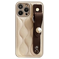 iPhone 14 Pro Max Armbanddesign-Hybrid Hülle mit Kunstperle - Beige