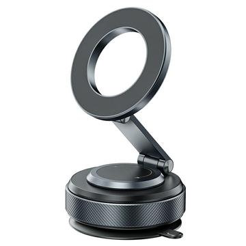 X69 Drehender magnetischer Autotelefonhalter mit Saugnapf - Schwarz