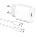 XO L91EU Schnelles Wandladegerät mit USB-C Kabel - 25W - Weiß