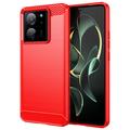 Xiaomi 13T/13T Pro Gebürstete TPU Hülle - Karbonfaser - Rot