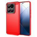 Xiaomi 14 Pro Gebürstete TPU Hülle - Karbonfaser - Rot