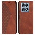 Xiaomi 14T Brieftaschenhülle mit Rautenmuster mit Magnetverschluss - Braun