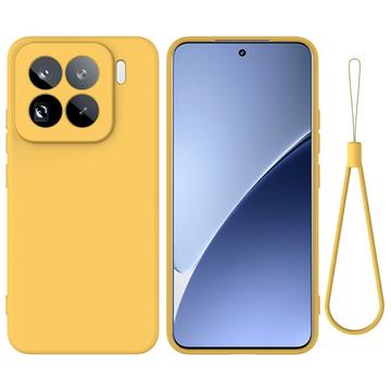 Xiaomi 15 Pro Liquid Silikonhülle mit Handschlaufe - Gelb