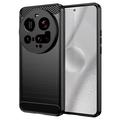 Xiaomi 15 Ultra Gebürstete TPU Hülle - Karbonfaser - Schwarz