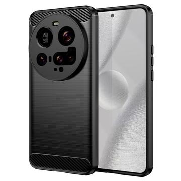 Xiaomi 15 Ultra Gebürstete TPU Hülle - Karbonfaser - Schwarz