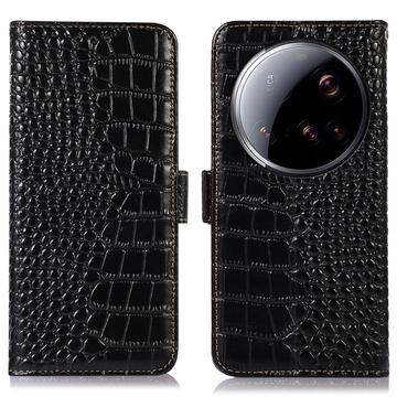 Xiaomi 15 Ultra Crocodile Serie Lederhülle mit Geldbörse mit RFID - Schwarz