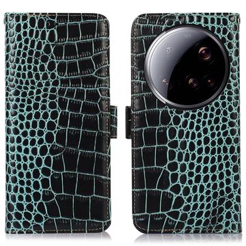 Xiaomi 15 Ultra Crocodile Serie Lederhülle mit Geldbörse mit RFID - Grün