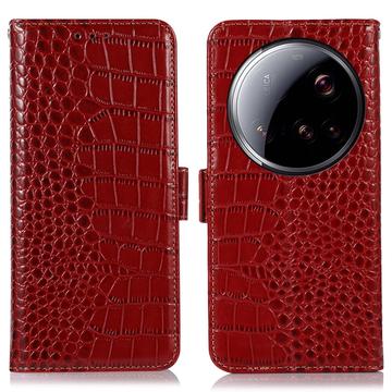 Xiaomi 15 Ultra Crocodile Serie Lederhülle mit Geldbörse mit RFID - Rot