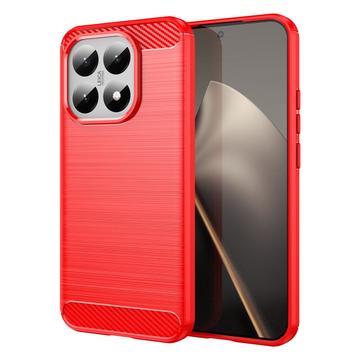 Xiaomi 15T Gebürstete TPU Hülle - Karbonfaser - rot