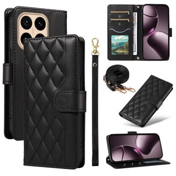 Xiaomi 15T Luxus Gesteppte Wallet Hülle - schwarz