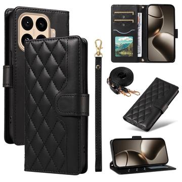 Xiaomi 15T Pro Luxus Gesteppte Wallet Hülle - schwarz