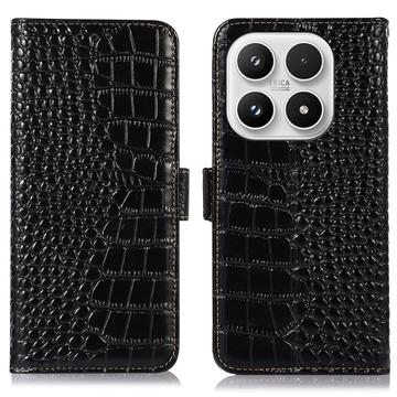 Xiaomi 17 Crocodile Serie Lederhülle mit Geldbörse mit RFID - Schwarz