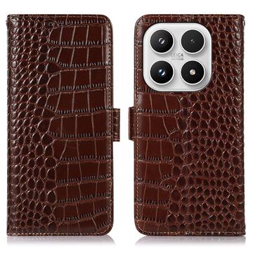Xiaomi 17 Crocodile Serie Lederhülle mit Geldbörse mit RFID - Braun