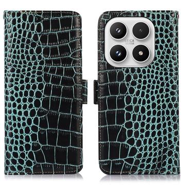 Xiaomi 17 Crocodile Serie Lederhülle mit Geldbörse mit RFID - Grün