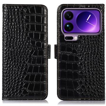 Xiaomi 17 Pro Crocodile Serie Lederhülle mit Geldbörse mit RFID - Schwarz