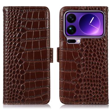 Xiaomi 17 Pro Max Crocodile Serie Lederhülle mit Geldbörse mit RFID - Braun